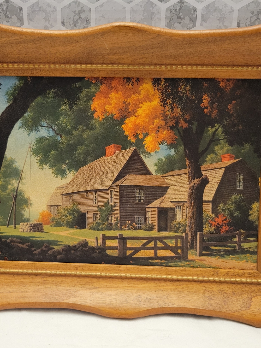 Framed Autumn Farmhouse Wall Art - Brown & Green